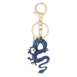 Handbag Accessories Year of The Dragon Keychain Car Accessories Gift Chinese Zodiac Dragon Rhinestone Pendant Keychain