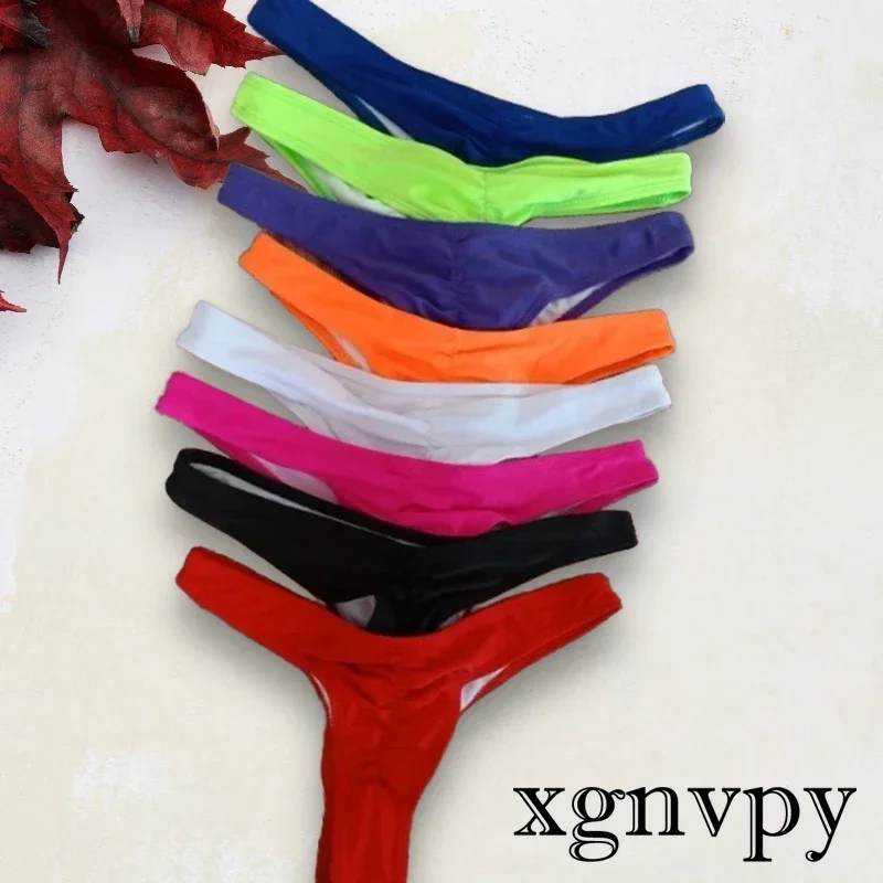 

xgnvpy Hot Sale New Fashion Ladies Thong Swim Trunks Multiple Colors Solid Color Pleated Thong Swimwear Women Bikini Swim Trunks