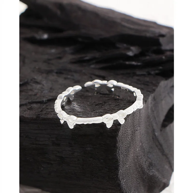 

Korean INS Mini Bowknot Silver Ring - S925 Sterling Silver Micro-Pave Zircon (Women's)