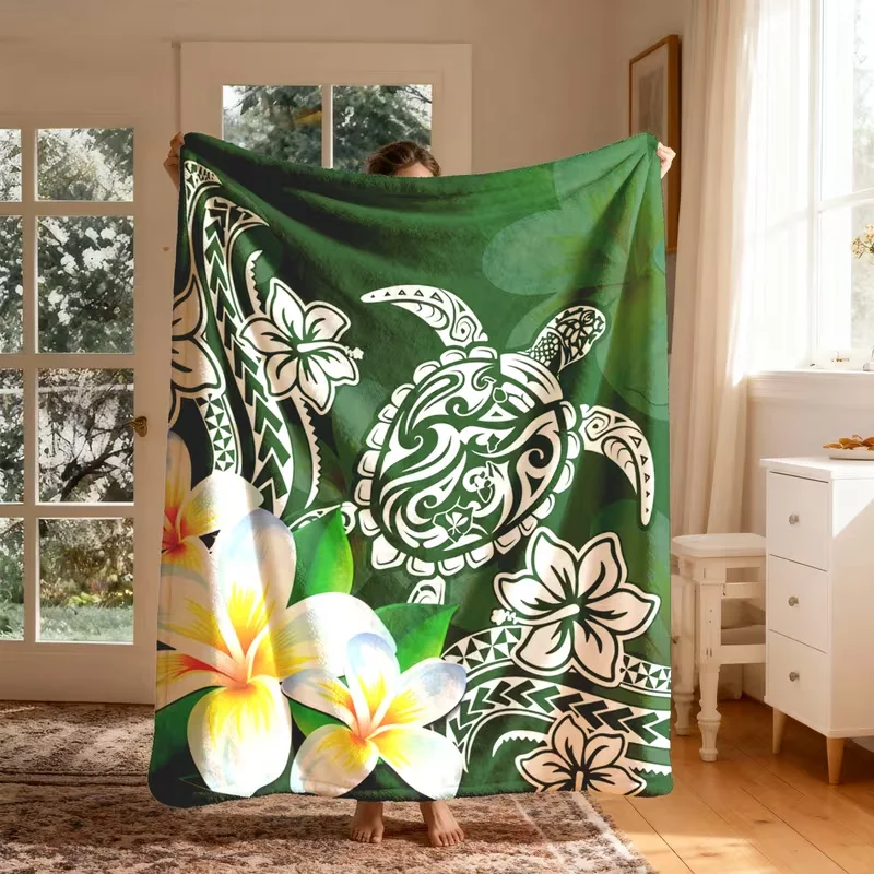 Underwater Sea Turtle Coral Reef Flannel Blanket Ocean Bubble Starfish Print Soft Lightweight Blanket for Bedroom Couch