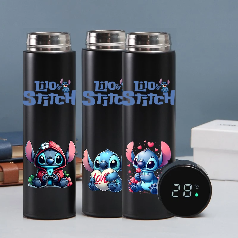 

Lilo & Stitch Thermos Water Bottle Temperature Display Thermos Stitch Disney Stainless Steel Thermo Bottle with Filter Tea Cup