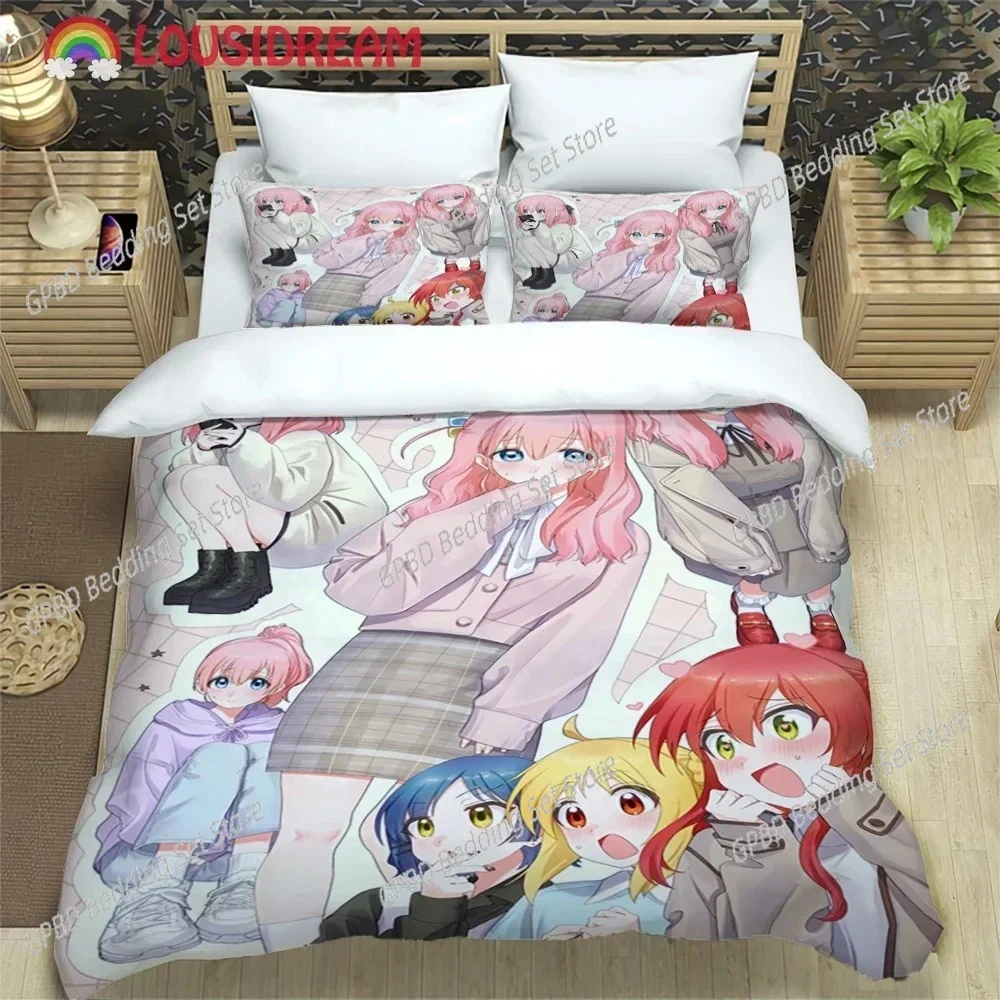 

Fashion 3d Anime BOCCHI THE ROCK Comfortable Duvet Quilt Cover Pillowcase Bedding Set Children Bedroom Decoration Home Textile
