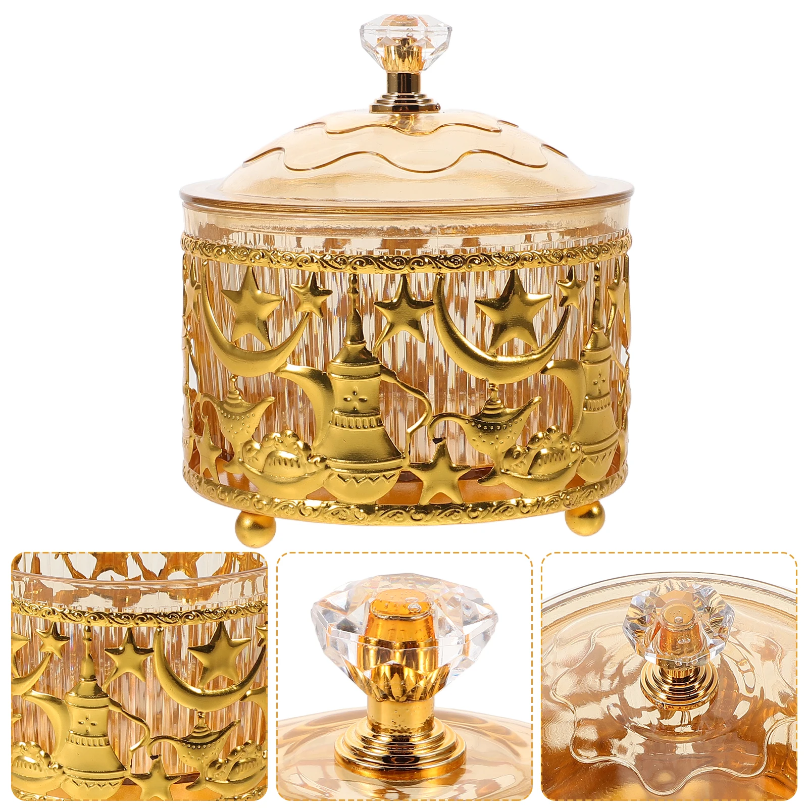 

Elegant Middle Eastern Eid Snack Tray Serving Plate For Candies Dried Fruits Cookies Festive Celebrations Metallic Design Hollow
