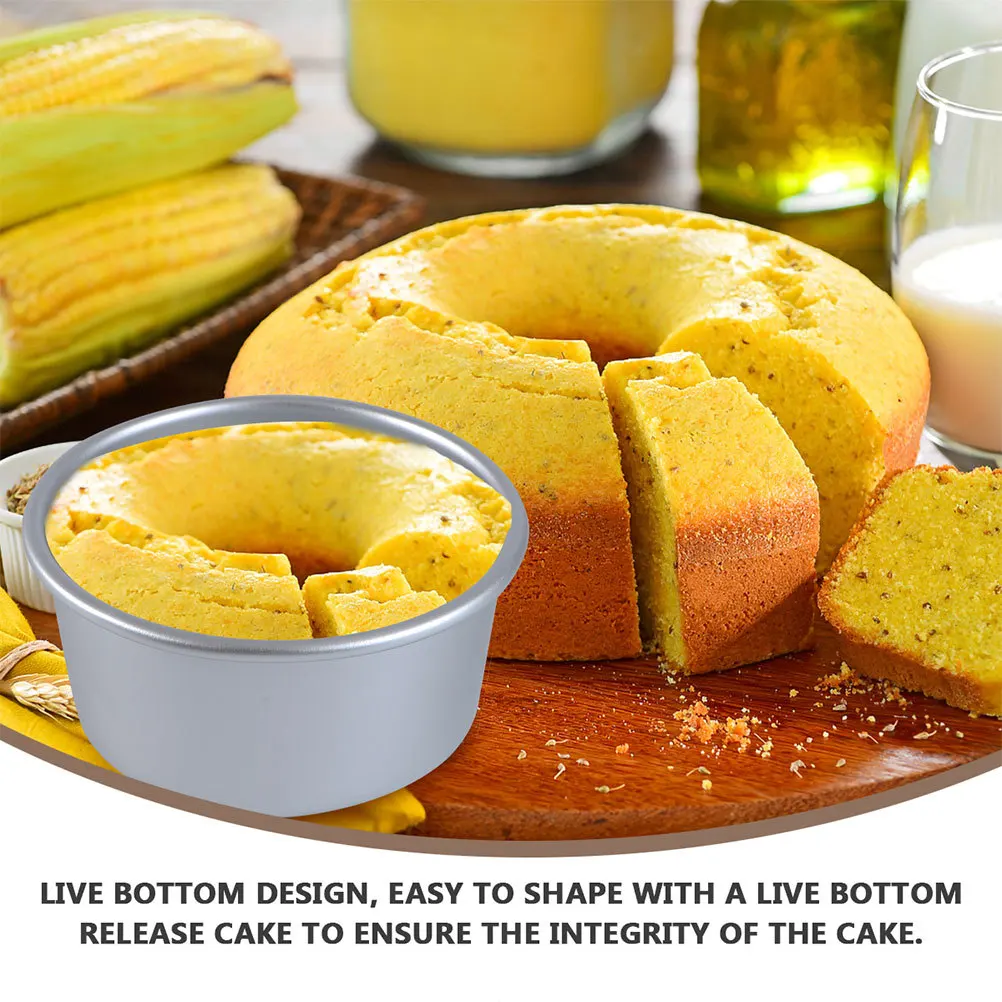 

2pcs Anodized Aluminum Living Bottom Mold Round Cake Pan Non-Stick Detachable Baking Tray For Chiffon Mousse Pie Inch