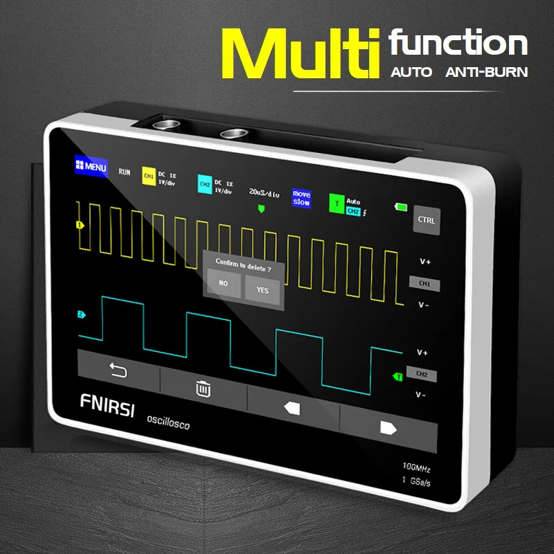 Nuovo FNIRSI-1013D Digital Tablet oscilloscopio Dual Channel 100M larghezza di banda 1GS frequenza di campionamento Mini Tablet oscilloscopio