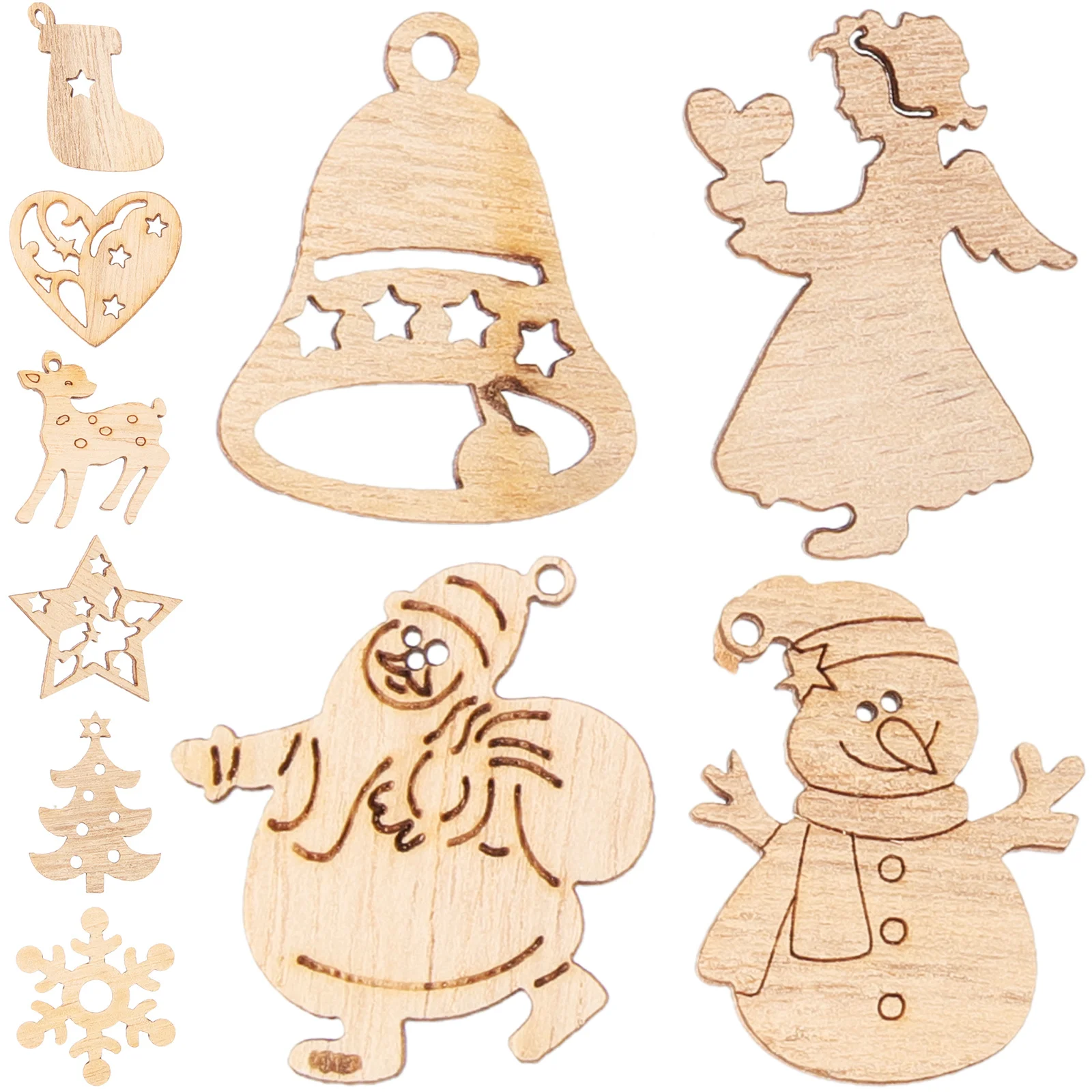 

100Pcs Blank Wood Chips DIY Christmas Crafts Unpainted Wooden Slices for Handmade Ornaments Home Xmas Decorations