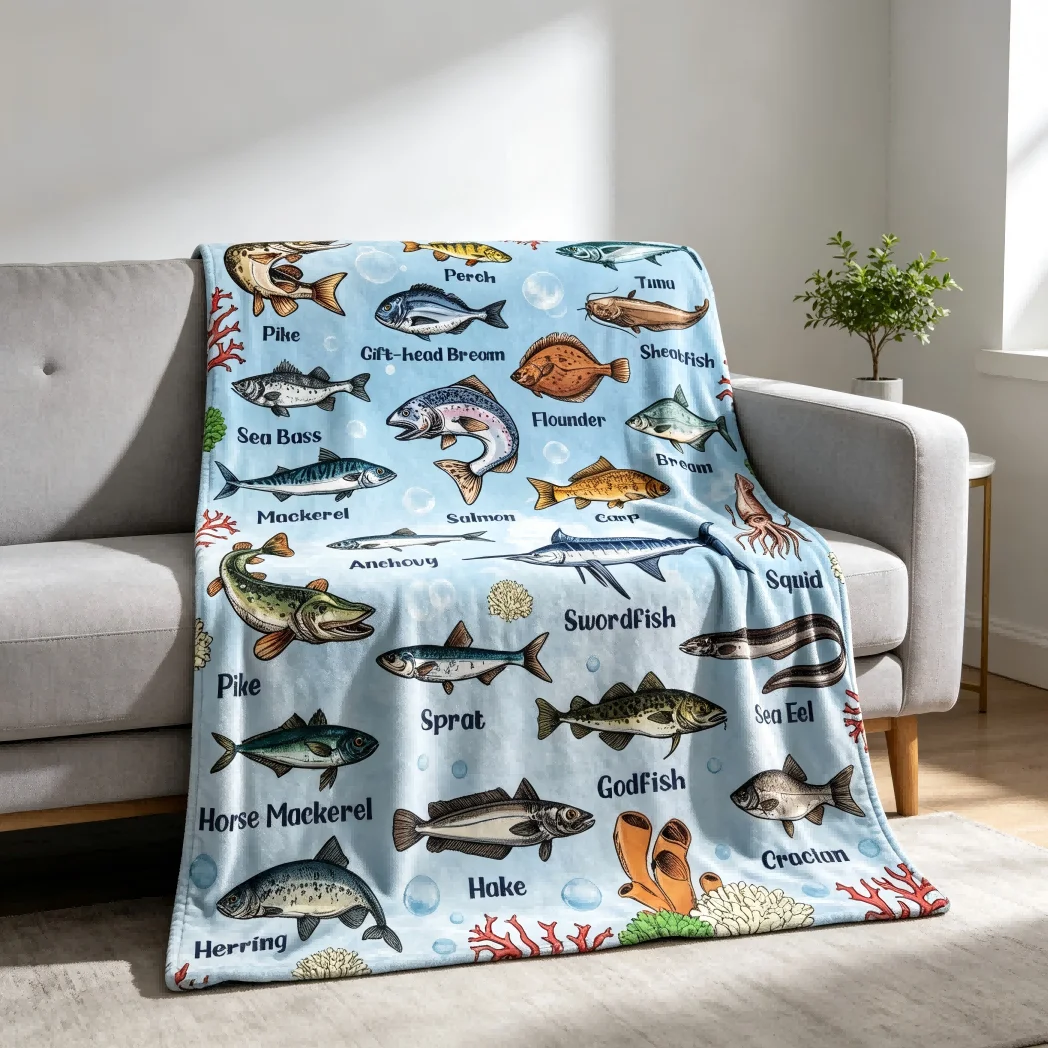 1pc Fish Blankets Throw Unique gifts cute animals pattern flannel Blanket for men boys girls fish lovers gifts four season use