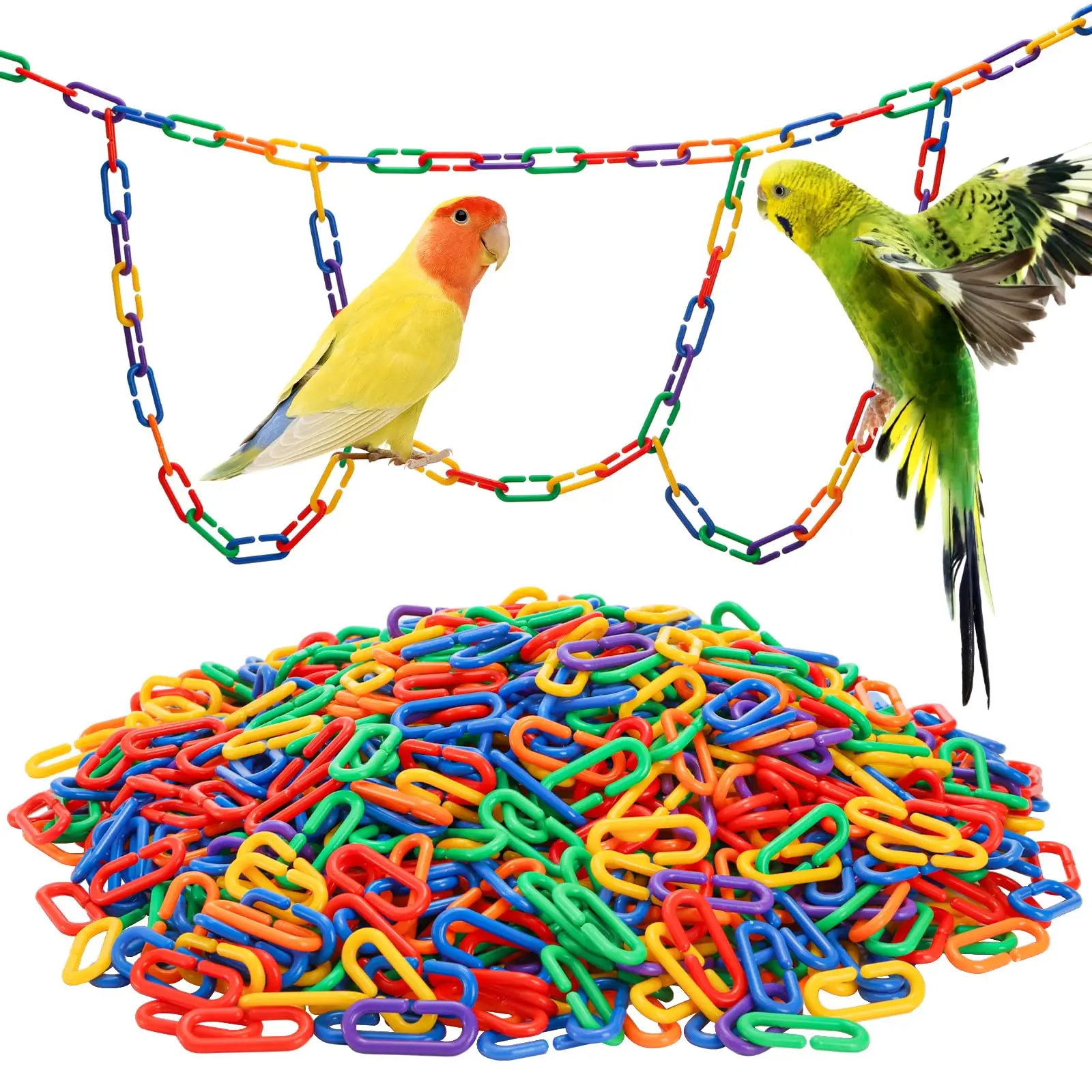 

Plastic Chain Links Birds Mix Color Rainbow DIY C-Clips Chains Hooks Swing Climbing Cage Toys for Sugar Glider Rat Parrot Bird