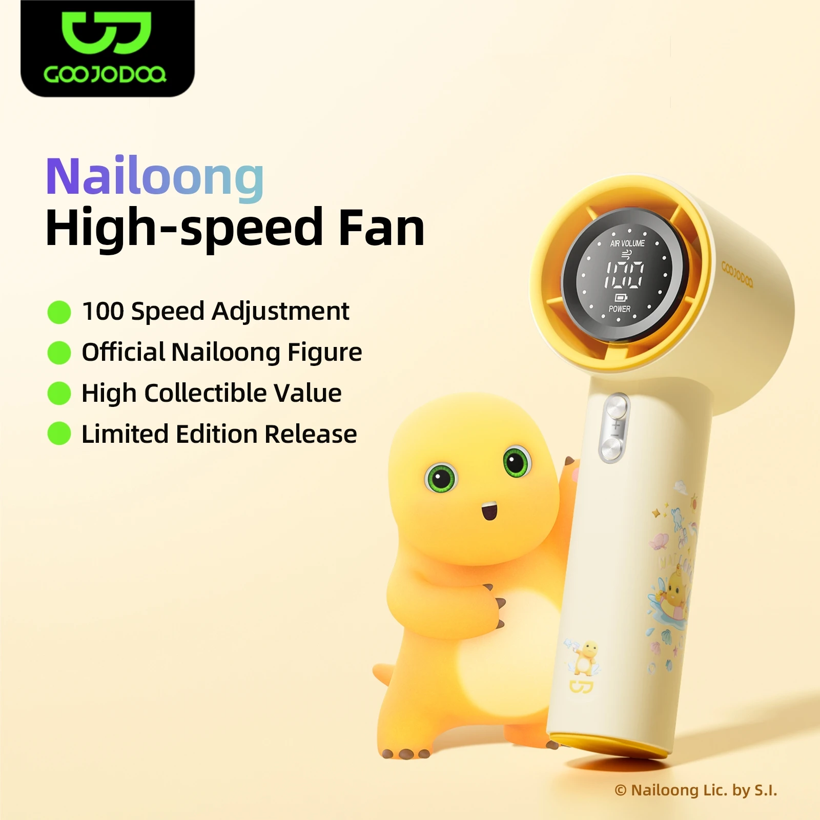 GOOJODOQ Nailoong GFS001 4000 mAh Turbo Jet Mini High Speed Rechargeable Fan Handheld Portable Strong Wind 100 Gear