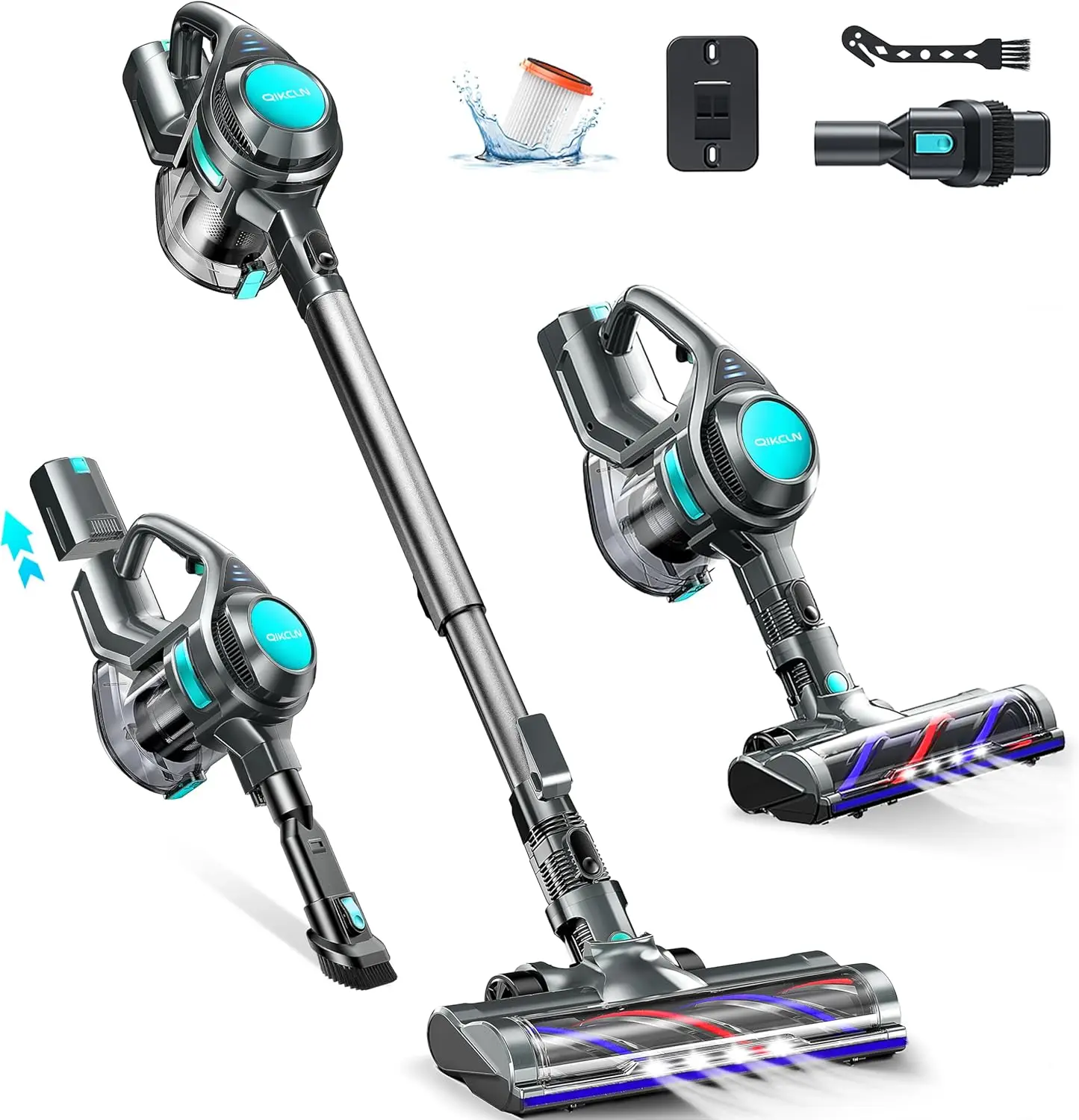 

Cordless Vacuum Cleaner 8-in-1 Powerful for Home with 1.3L Capacity, 2 Modes, 30Min Runtime, Rechargeable Stick Vacuum for