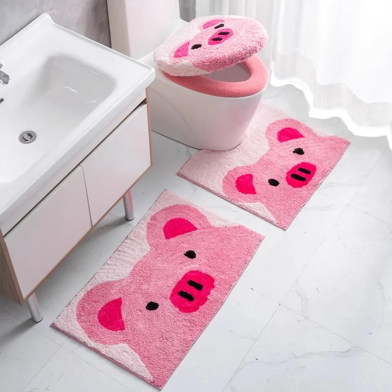 Winter Toilet Seat Cover Pink Piggy Home Use Thickened Toilet Seat Cushion and Toilet Cover Two Piece Toilet Seat Cushion Set