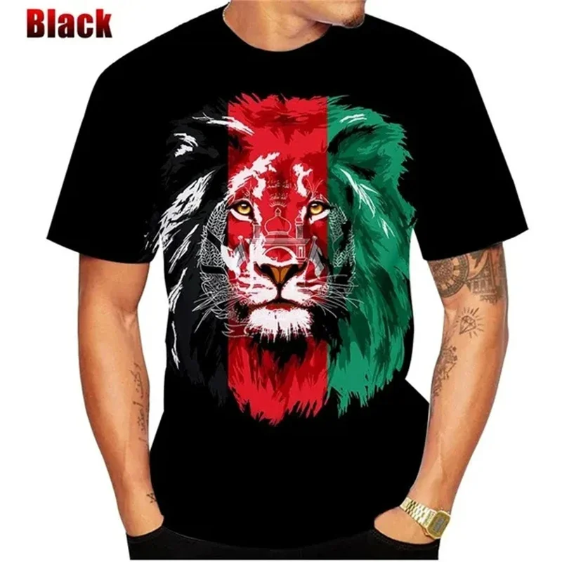 3D Print Afghanistan Flag T-Shirt For Men Women National Emblem Lion Pattern Tees Summer O Neck Short Sleeve Streetwear T Shirts