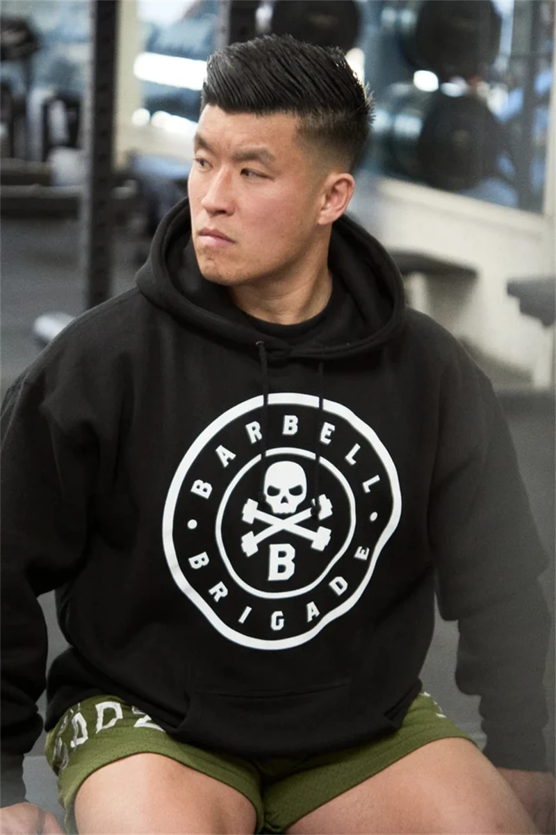 BARBELL BRIGADE Men's Casual Hoodies Long Sleeve Oversized Pullover Drawstring Pockets Fashion Hooded Sweatshirts Streetwear