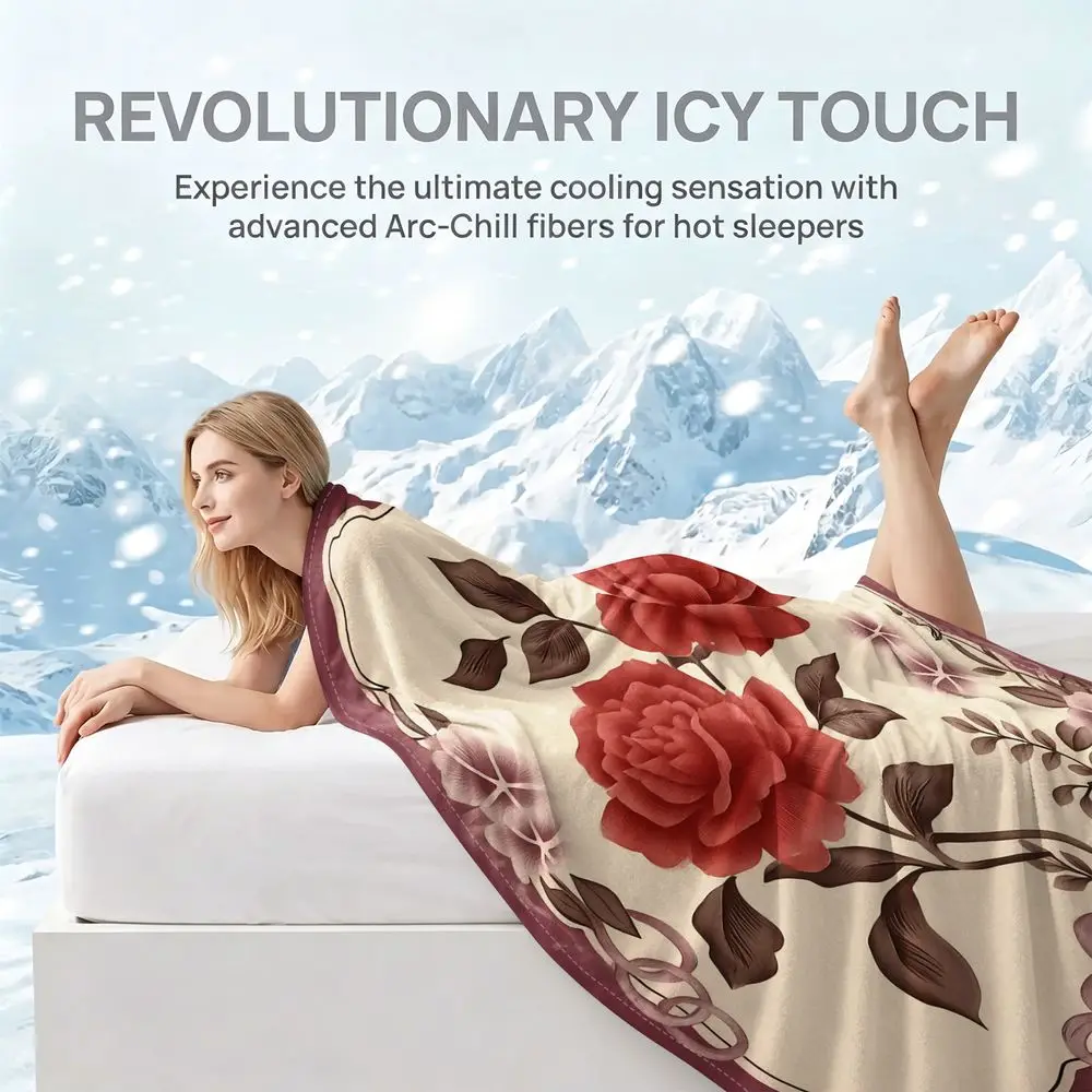 Vintage Red Rose Frame Cooling blanket Q MAX greater than 0.3 HD Digital Print Retro Home Summer Couch Cool Cover