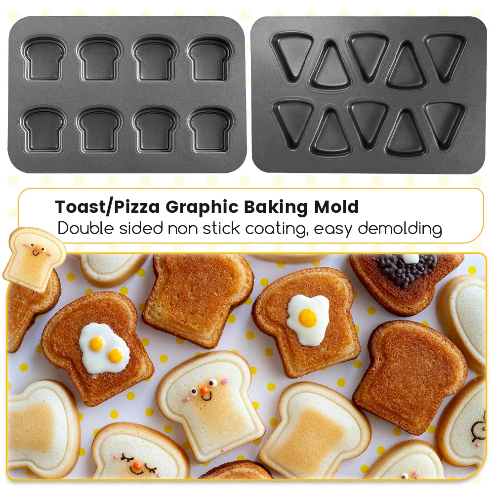 

8/10 Cavity Mini Toast Bun Mold Sandwich Pan Reusable Non-Stick Bread Mould Cake Dessert Baking Mould for Kitchen Tools