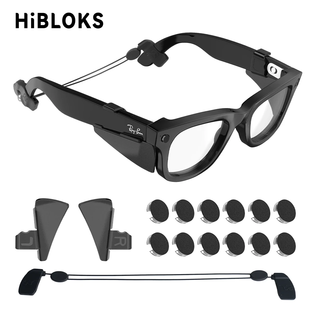 HiBloks pour RayBan Meta Wayfarer Skyler casque GEN1 & GEN 2 autocollants de parasol/défenseur lunettes lanière accessoires de lunettes