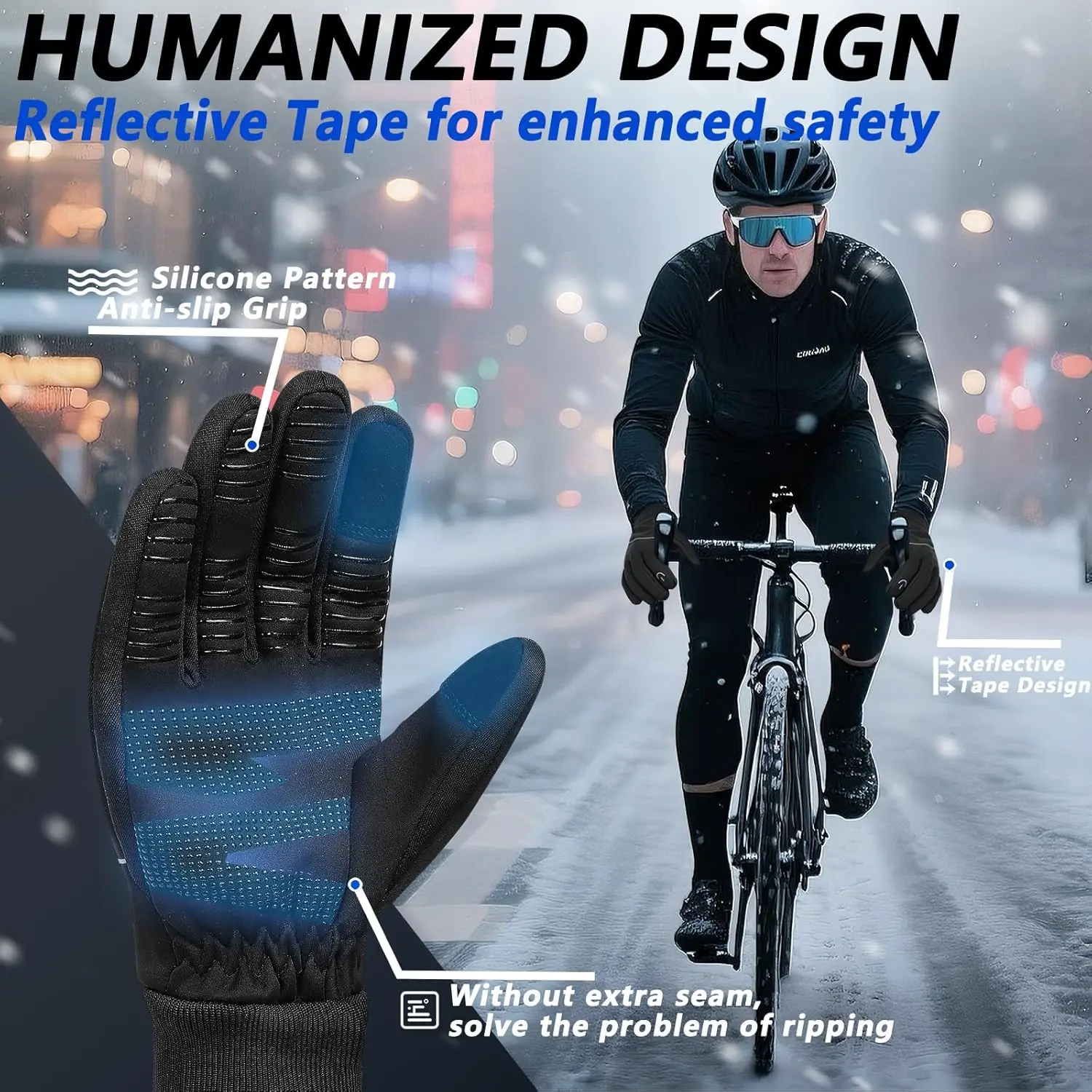 MOREOK-Guantes Térmicos de lana para hombre y mujer, manoplas de invierno a prueba de viento para correr, antideslizantes para pantalla táctil, para