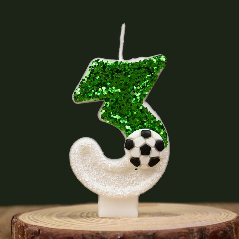 0-9 Number Soccer Cake Candles Kids Sports Theme Football Birthday Party Decoration Favors Cupcake Topper Cake Decor Supplies