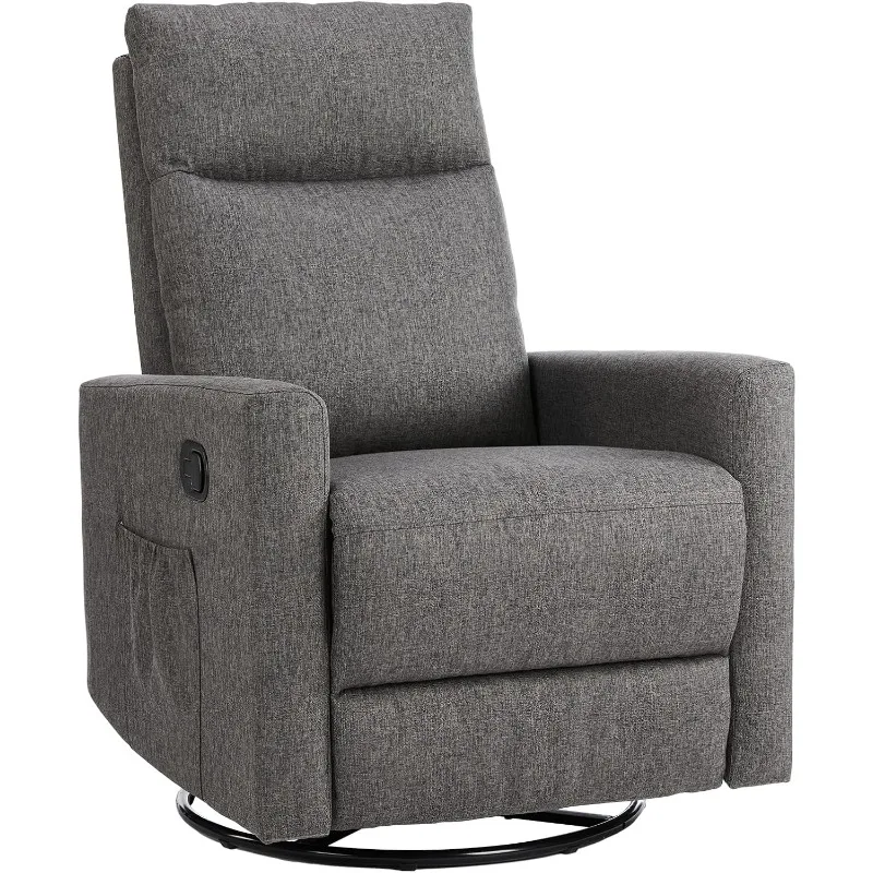 Rocking Recliner Chair with Large Footrest, Stain-Resistant Faux Leather Recliner Rocker, Single Sofa Recliner for Living Room