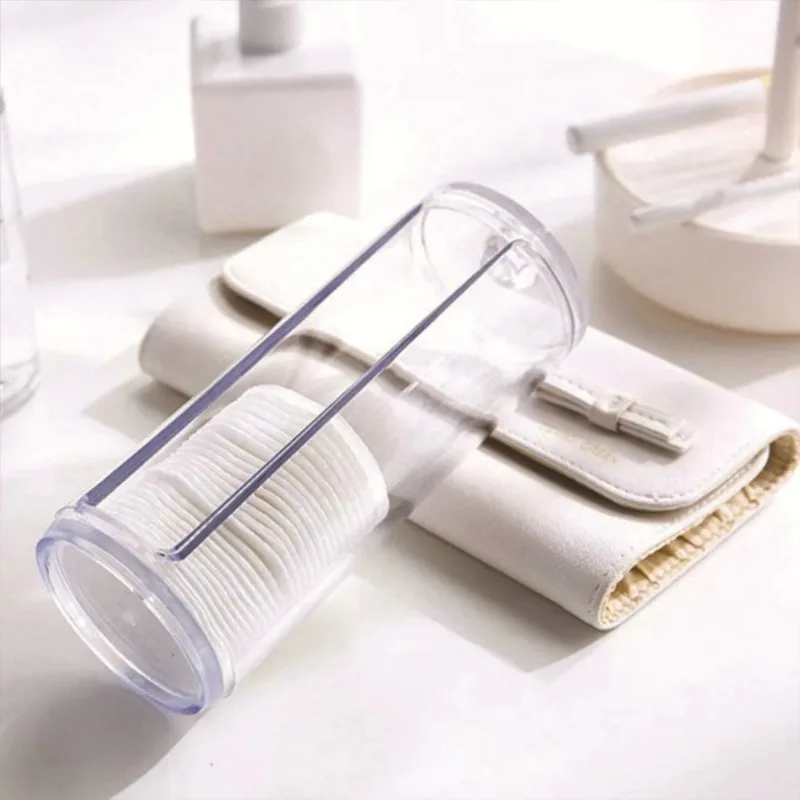 Transparent Acrylic Storage Box Makeup Cotton Pads Organizer Round Storage Container Jewelry Cotton Swabs Organizer Jars