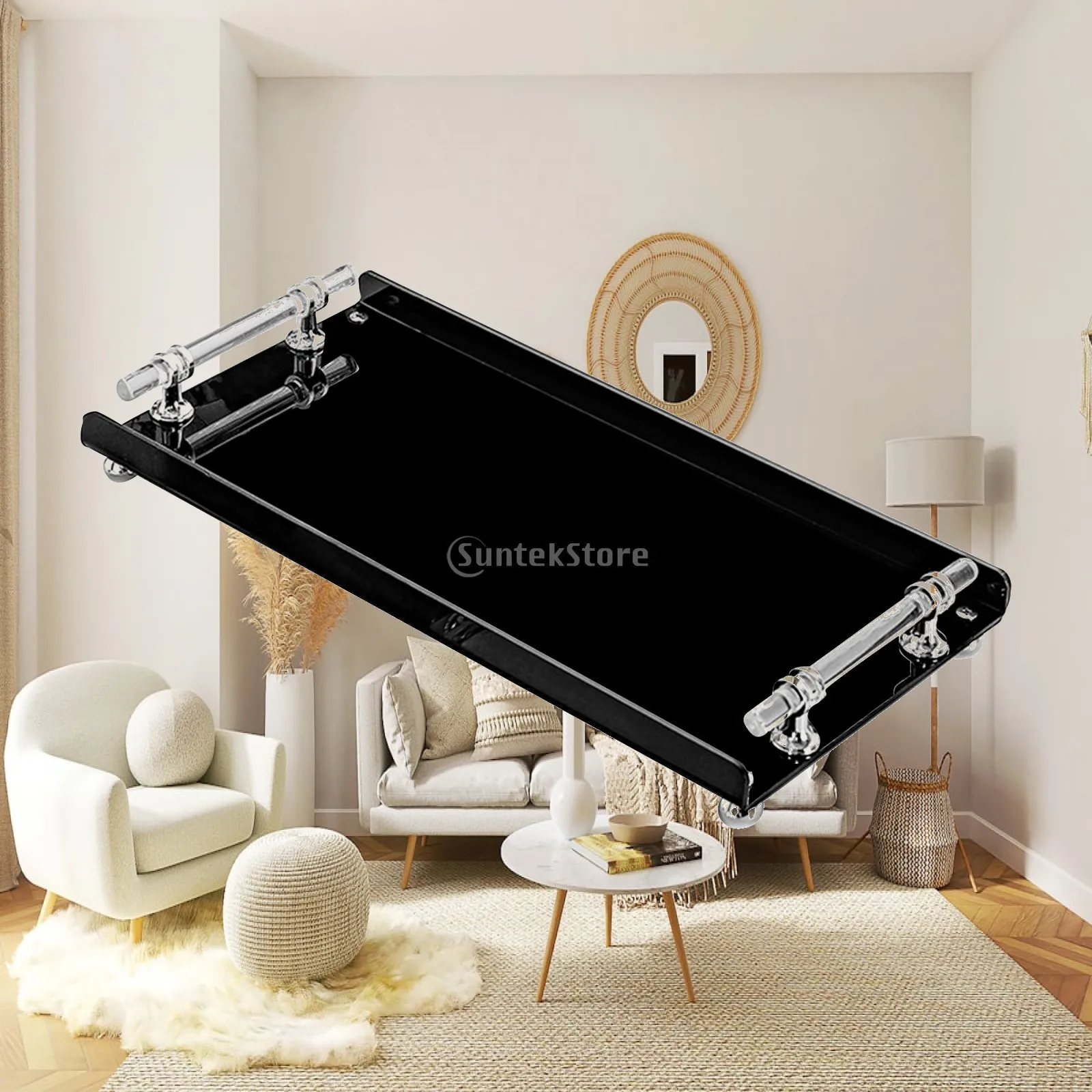 Rectangle Serving Tray Perfume Holder Storage Makeup Modern Coffee Table Tray for Bedroom Vanity Living Room Office Snacks Nuts