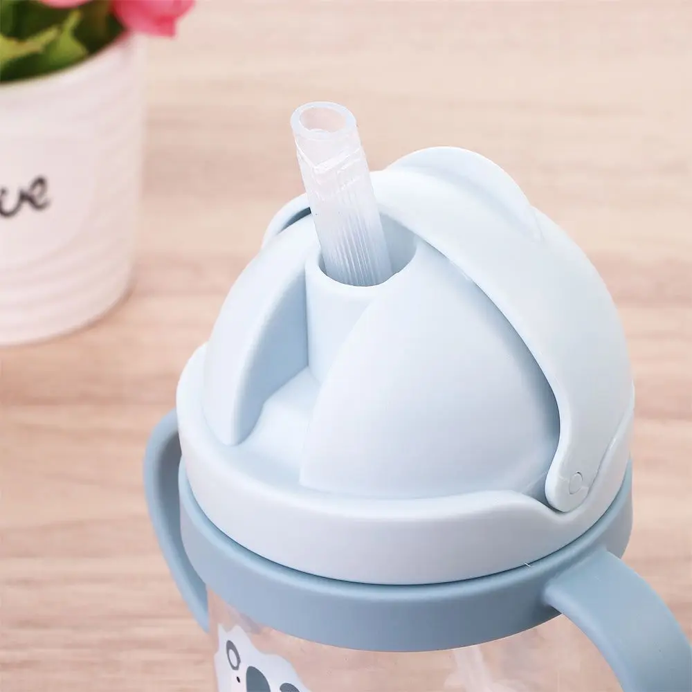 Water Leak Proof With Handle With Straws Children Water Cups Learning Drinking Cup Plastic Cartoon Feeding Bottles