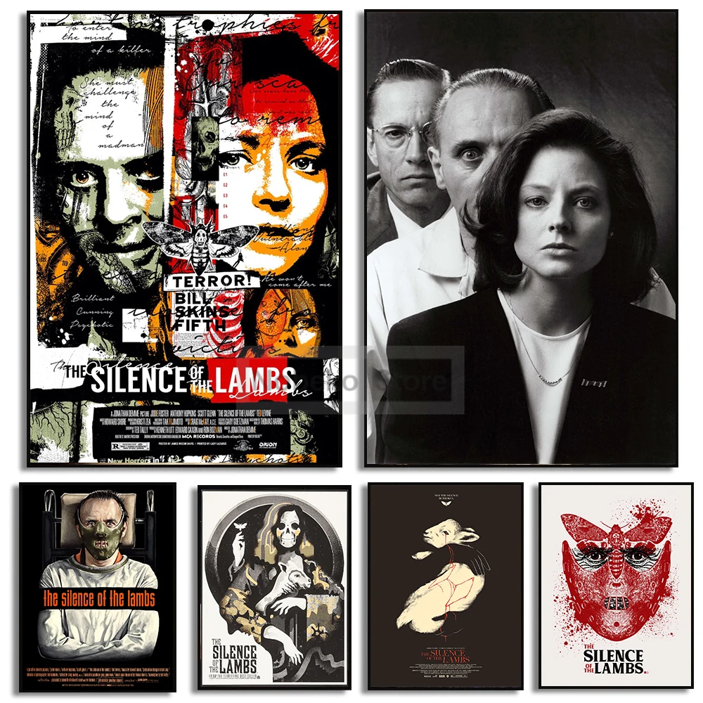 Classic American Horror Movies The Silence of The Lambs Poster and Prints Canvas Painting Wall Art Pictures Home Room Decor