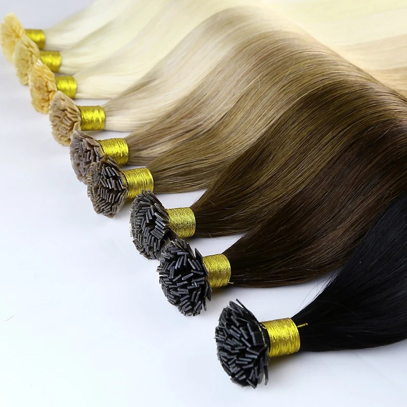 FXC Flat Tip Hair Extensions 30inches Plastic Keratin Tip Hair Extensions Human Hair #2 Dark Brown Straight 100% Remy Human Hair