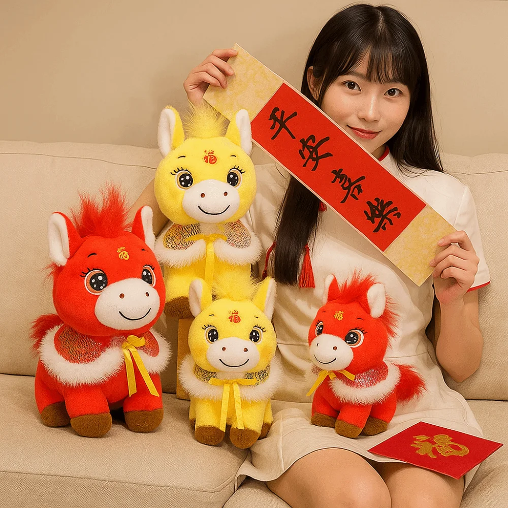 PP القطن الحصان التميمة محشوة الحيوان لينة مع زهرة الحصان الحيوان دمية محشوة رقيق الكرتون الحصان أفخم دمية Pentant #3