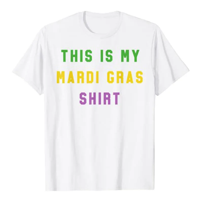 Mardi Gras Costume Funny Party Unique New Orleans Gifts T-Shirt Letters Printed Graphic Tees Women Men Short Sleeve Blouses