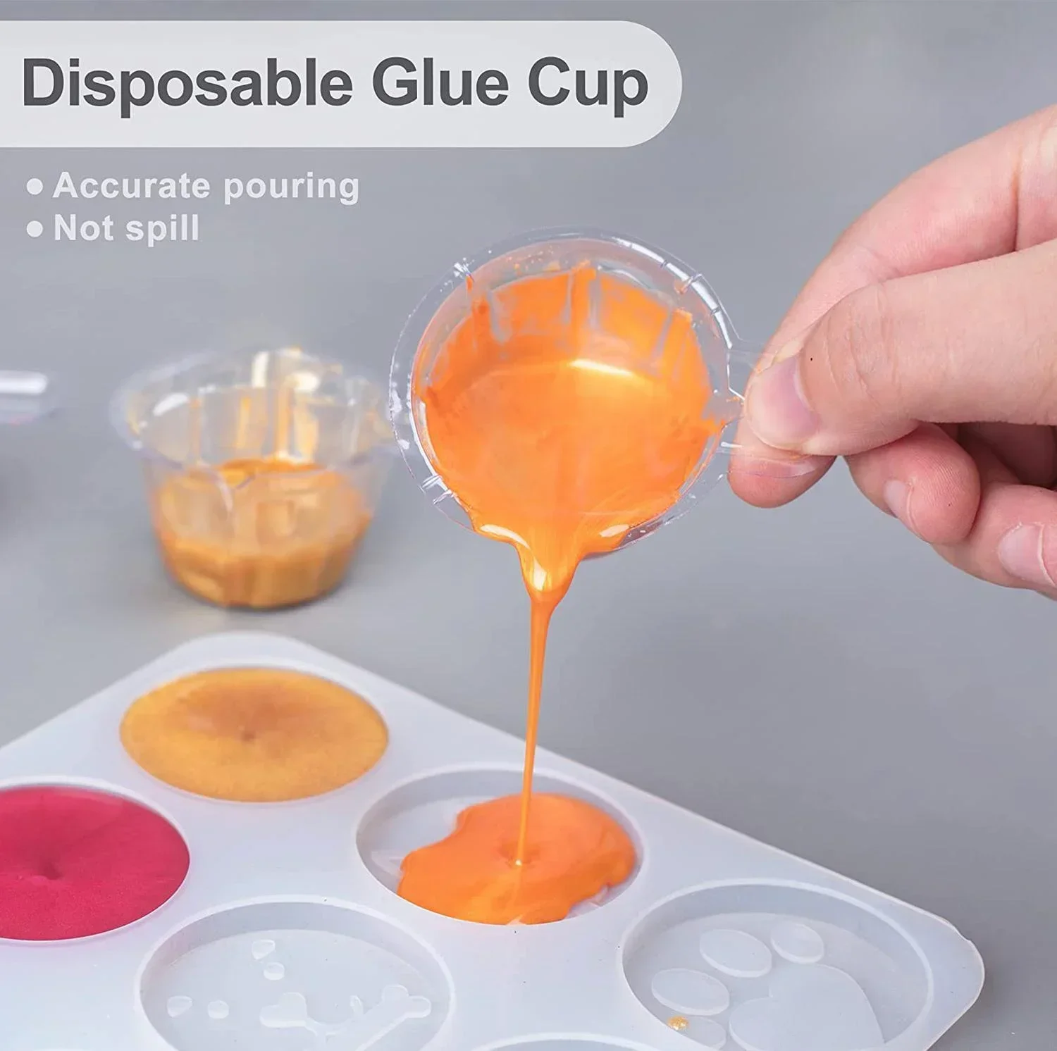 100/50/10Pcs 40ML Plastic Disposable Cups Dispenser Silicone Resin Mold Kit For DIY Epoxy Resin Jewelry Making Tools Accessories