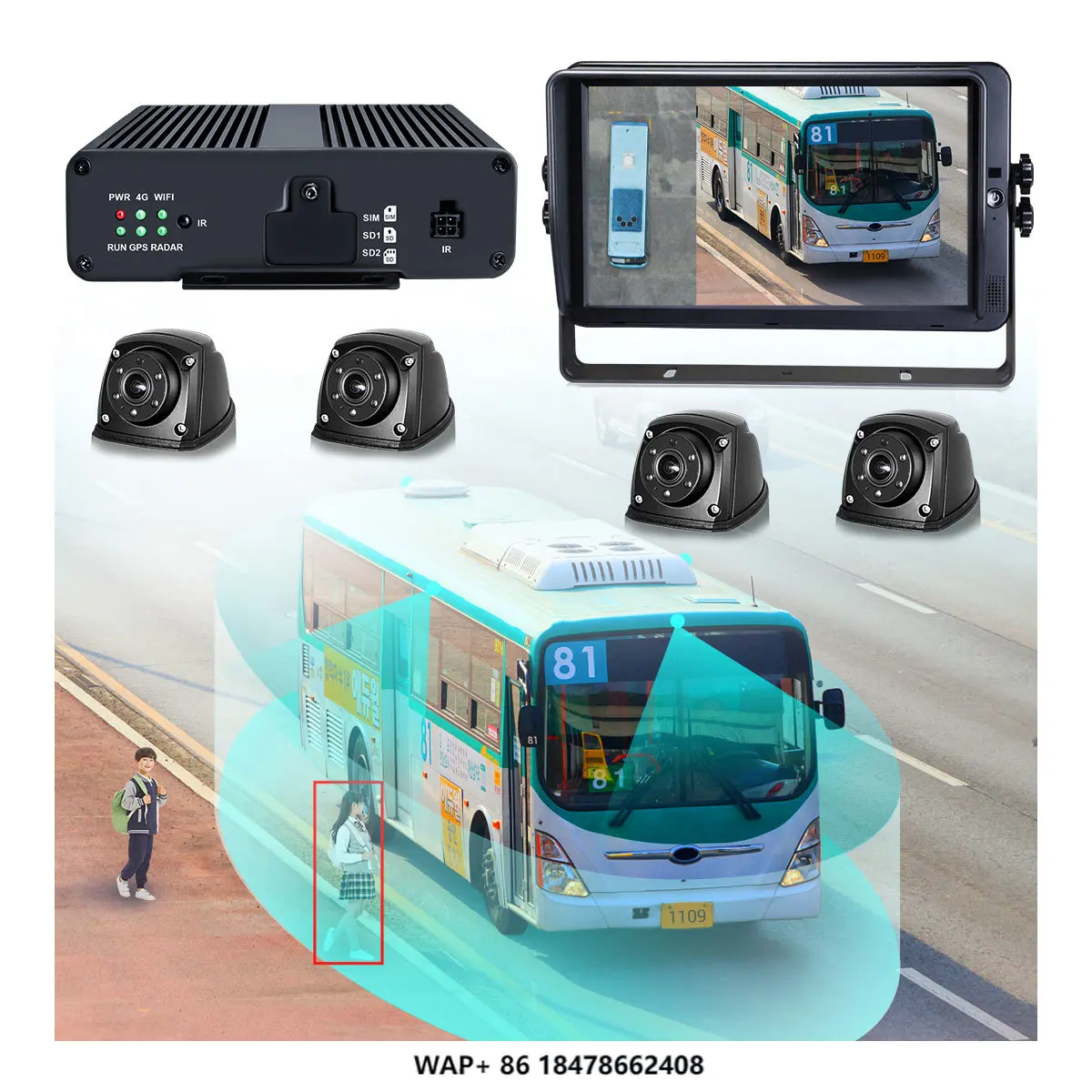 STONKAM 1080P 4CH 360 Bird View Truck  System Bus Truck 360 Panorama  ADAS 512GB Recording  Optional