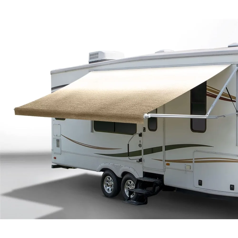 

RV Awning Fabric Replacement Standard Grade Premium Vinyl (20'(Fabric 19'2") Shelter Beige Fade)Freight Free Awnings Shade Home