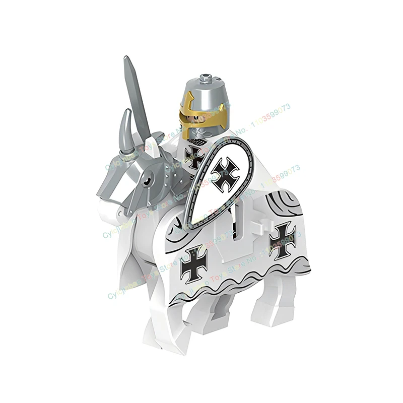 Medieval Military Cavalry Crusader Mounts War Horse Teutonic Knights Templar Building Blocks Bricks Toys For Children X0317