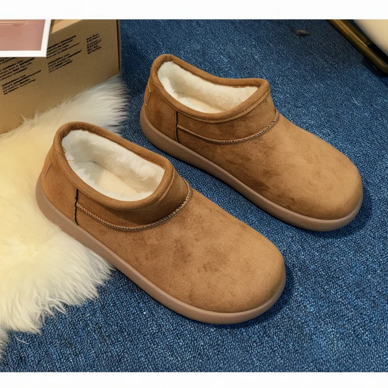 Women's Winter Flat Short Boots, with a Warm Plush Lining Inside, lightweight Flat Casual Women's Snow Boots