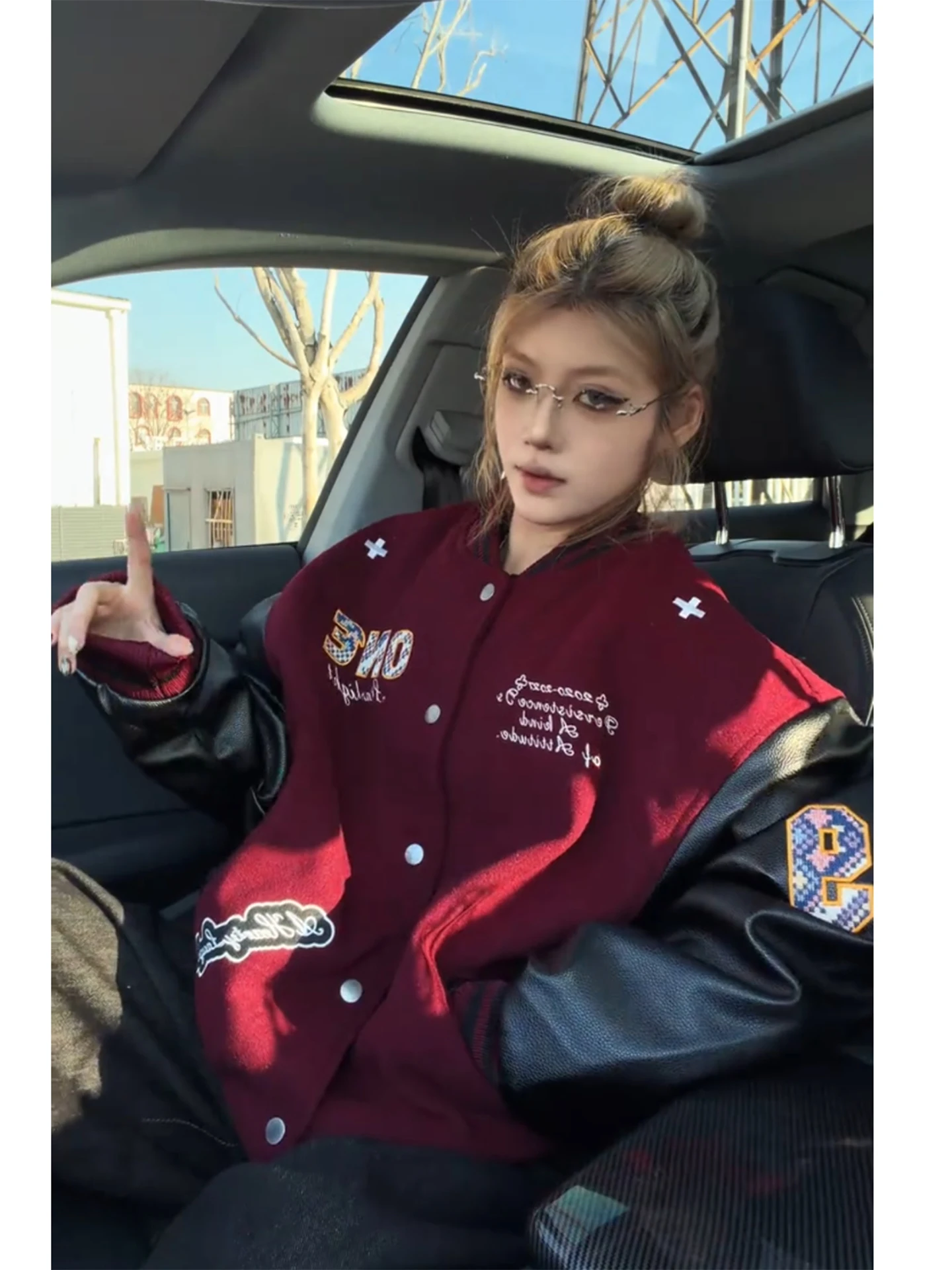 

American High Street Patchwork Embroidery Jacket Men's Spring Autumn Baseball Uniform Color Block Trendy Outerwear