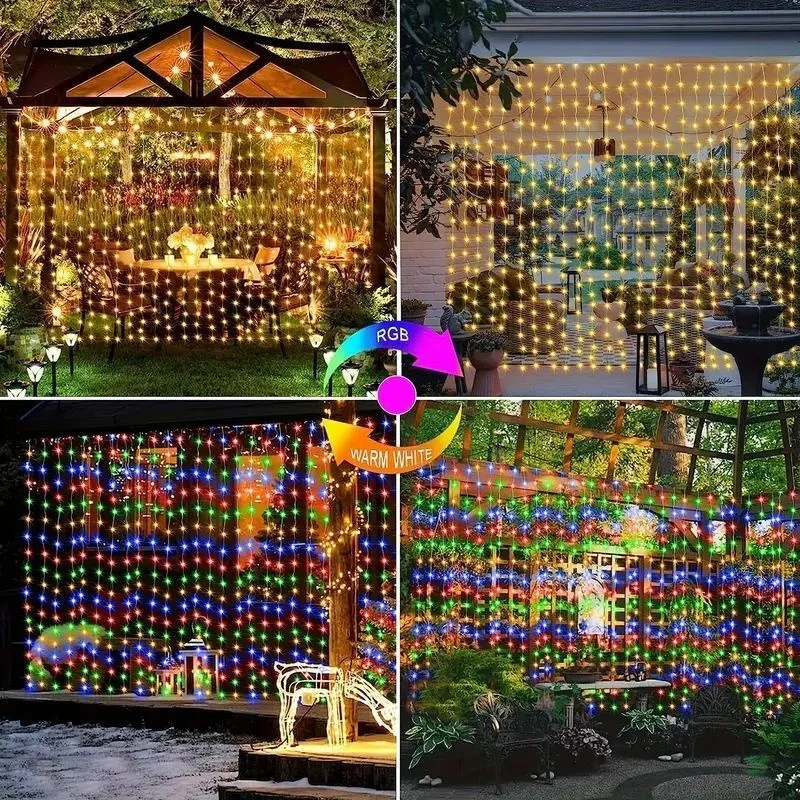 8 Modes Curtain Lights USB Plug Christmas New Year Party LED String Lights Home Wedding Birthday Holiday Room Decor Aesthetic