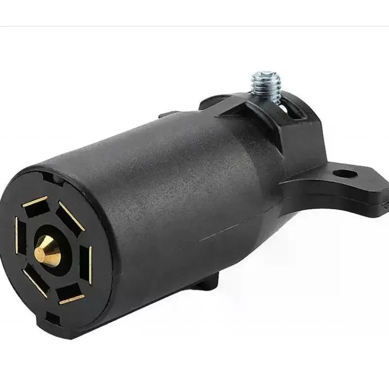 7 Pin Round Trailer Connector Widely Compatible Male Female 7 Way Wiring Adapter for Most Pickup Trucks