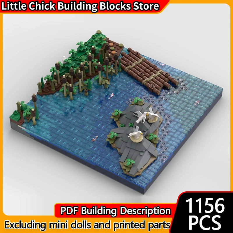 

City Street View Model MOC Building Bricks Rivers Rocks And Raft Modular Technology Children Holiday Gifts Assemble Toys Suit