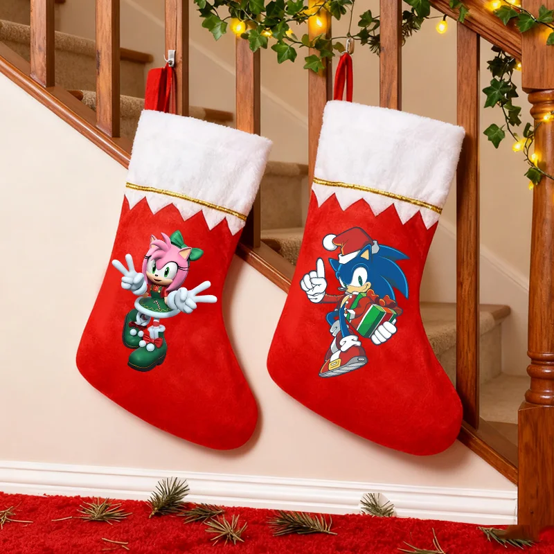 Igel Sonics Weihnachten Strumpf Anhänger Kinder Anime Weihnachten Baum Socken Ornament Neue Kinder Spielzeug Geschenk Taschen Wohnkultur Heiße Verkäufe