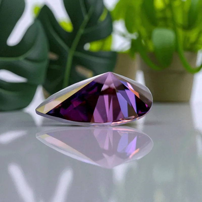 

Moissanite Pear Cut Imperial Purple Colored Lab Diamond Lab Grown Gem Advanced Jewelry Making Materials with GRA Certificate