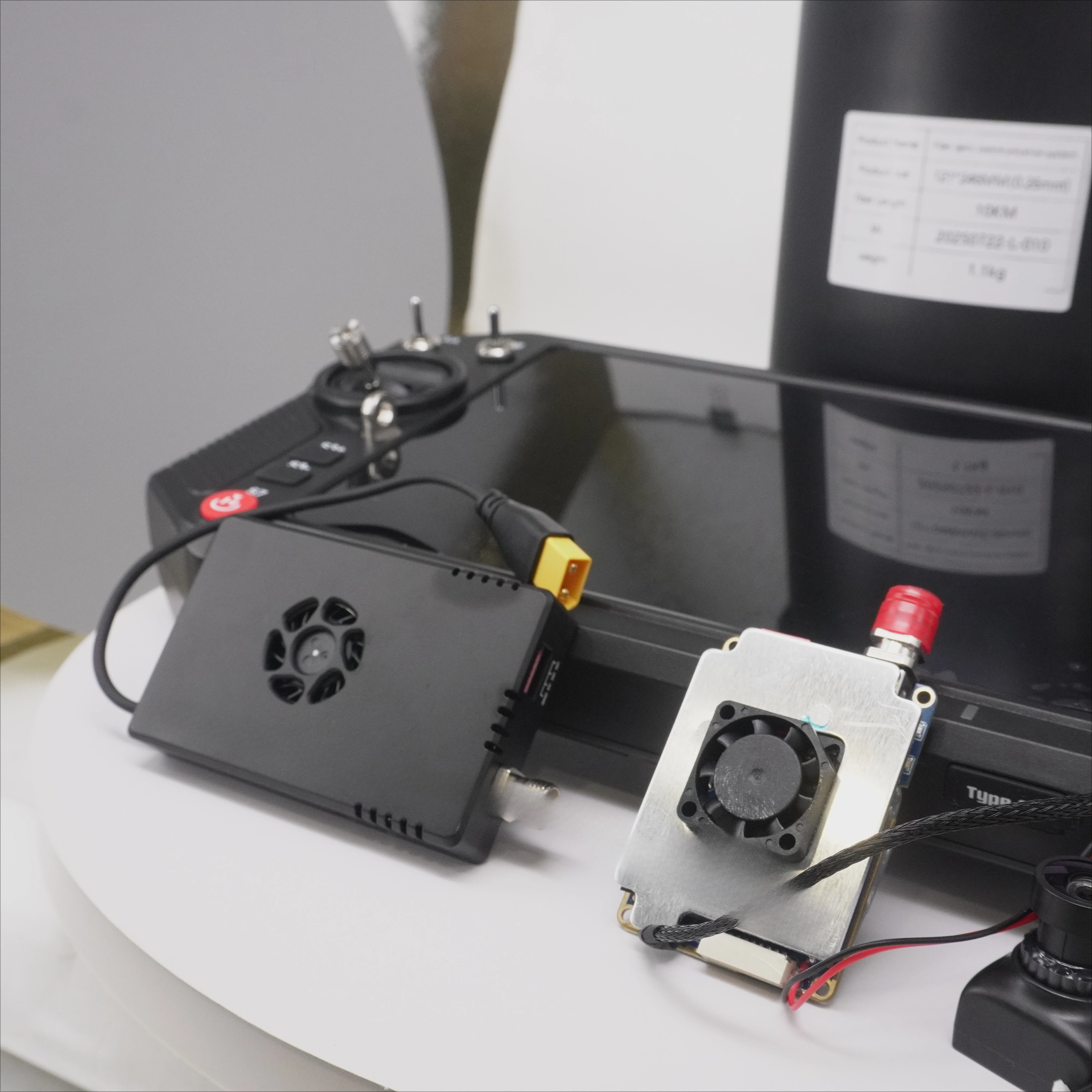 Fiber optic data module drone aerial system relay expander
