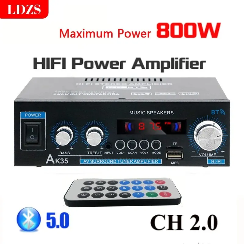 Home High-power Bluetooth Power Amplifier 2.0 Channel Constant Resistance Mini Power Amplifier Small Car Power Amplifier Multy