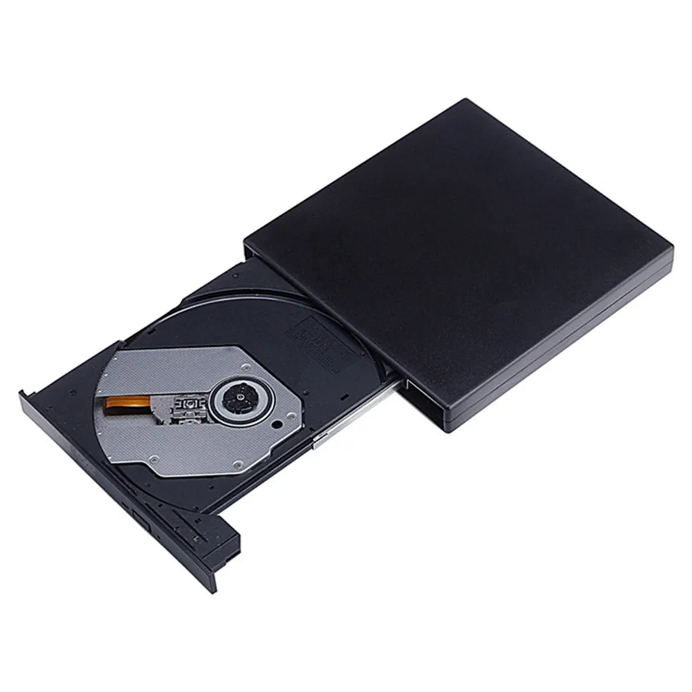 

Внешний USB 2.0 CD/DVD-рекордер (привод) черного цвета для ноутбуков и компьютеров, портативный, легкий, Plug & Play