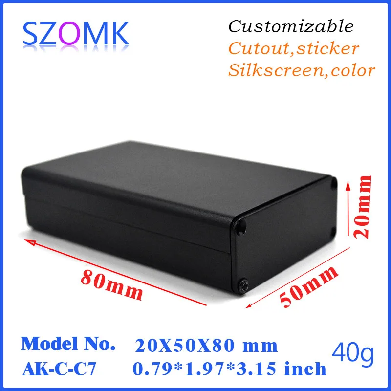 1Pcs 20*50*80mm szomk diy extruded aluminum die cast junction box hot sales aluminum enclosure project box