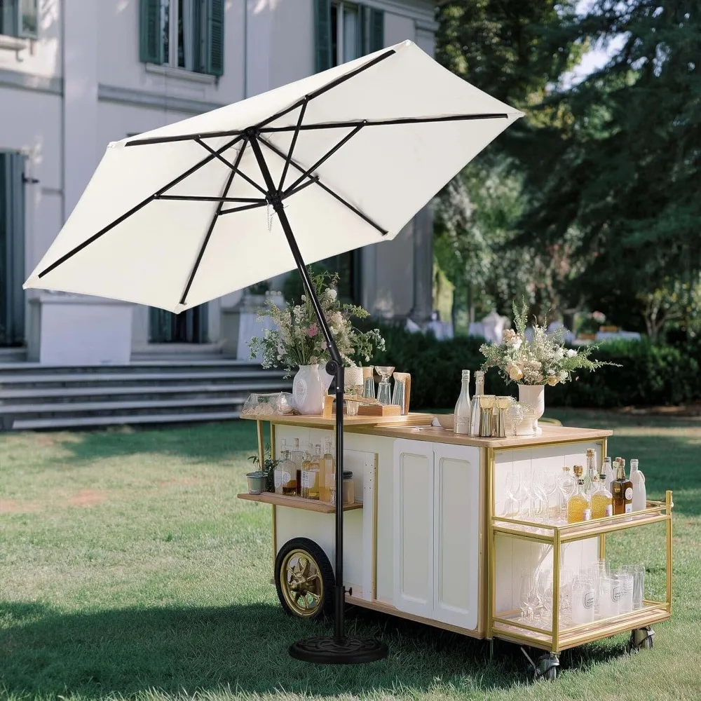 

Outdoor Tilting Patio Umbrella with Base Included Heavy Duty Weighted Stand Sunshade Garden Parasol for Yard Deck Commercial