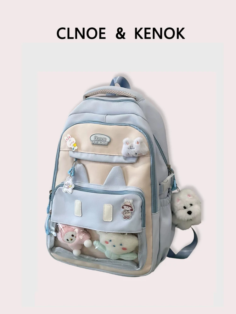 Mochila Leve de Grande Capacidade Clnoe Kenok para Meninas do Ensino Fundamental e Médio, Ideal para Viagens, Mochila de Duas...