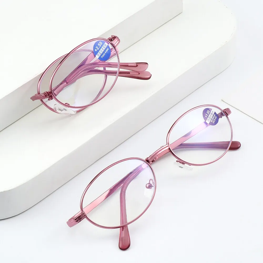 Lunettes de lecture pliables pour femmes, lunettes de lecture bifocales de loin et de près portables avec dioptrie + 1.0 + 1.5 + 2.0 + 2.5 à + 4.0