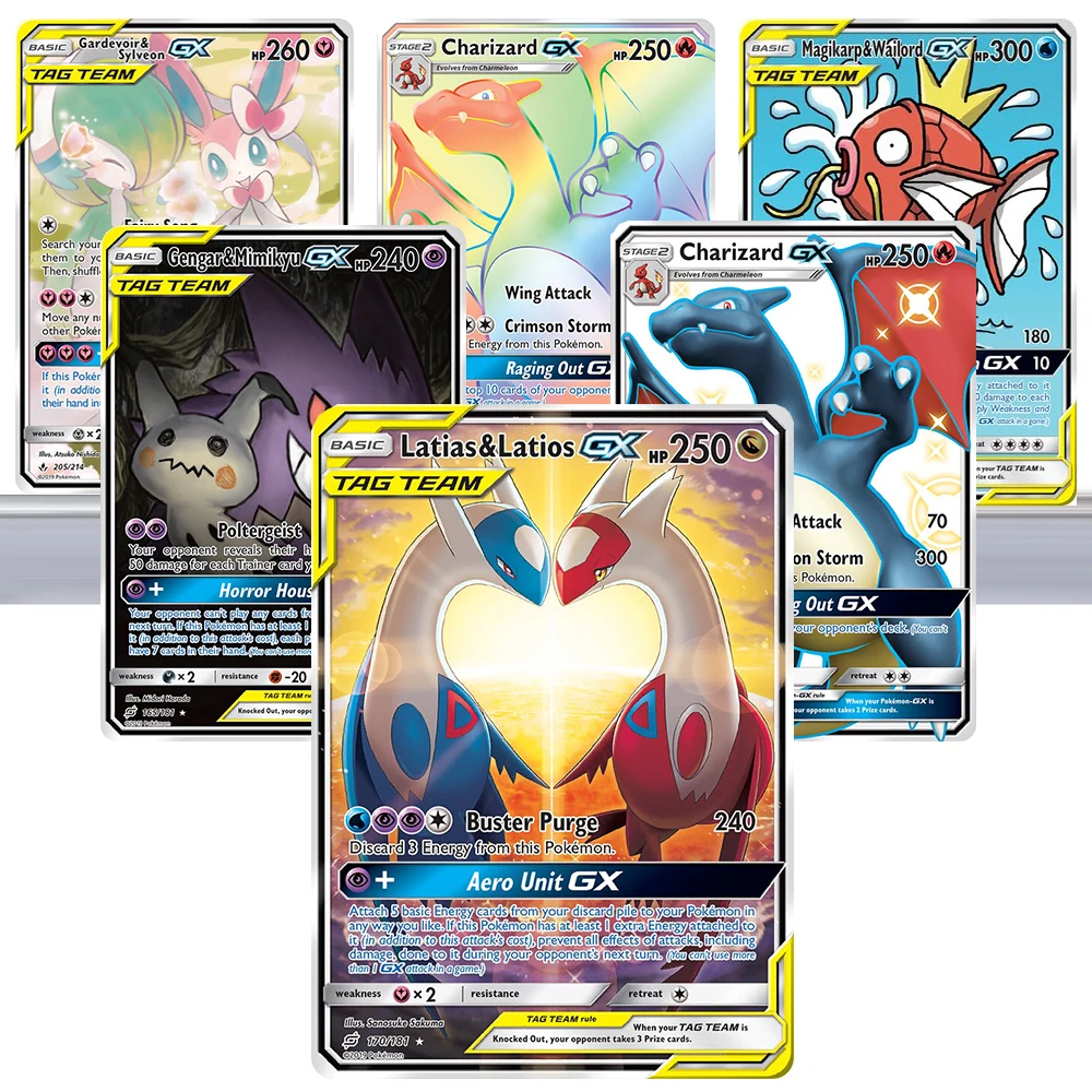 

PKM GX Cards Holographic Rare Collection Battle Cards Toys Gifts Latias &Latios Genga & Mimikyu Charizard Gardevoir & Sylveon/GX
