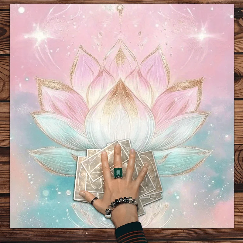 VIKAMA Phantom Lotus Tablecloth, Mysterious Astrology And Tarot Cards, Spiritual Square Table Covered With Altarpiece